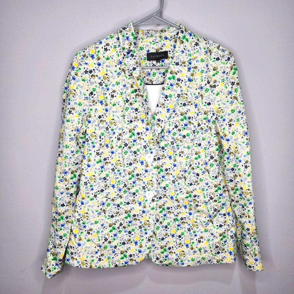 Talbots Cotton Ditsy Floral Blazer Size 8